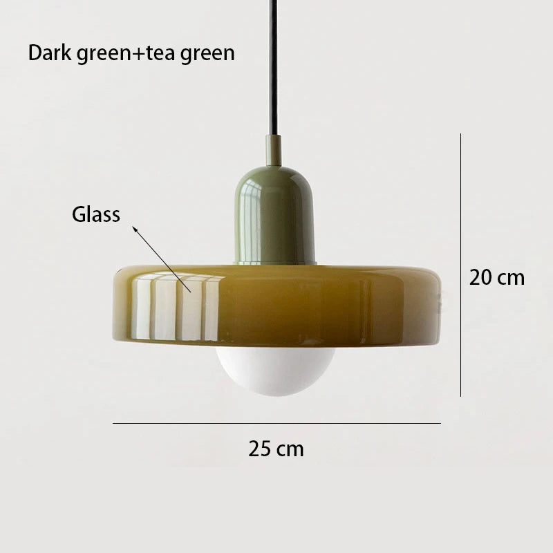 Nordic Retro Glass Pendant Light Oil and Green Colors
