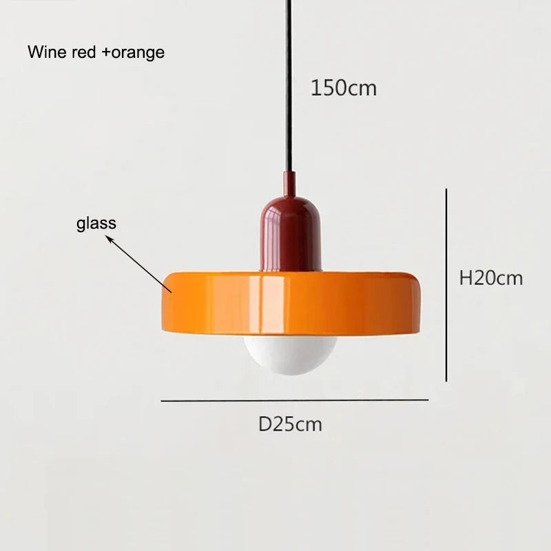 Nordic Retro Glass Pendant Light Orange and Green Colors