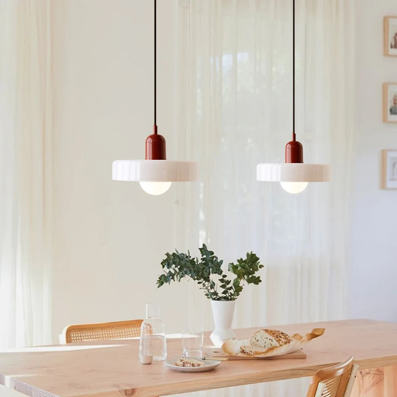 Nordic Retro Glass Pendant Light White Color