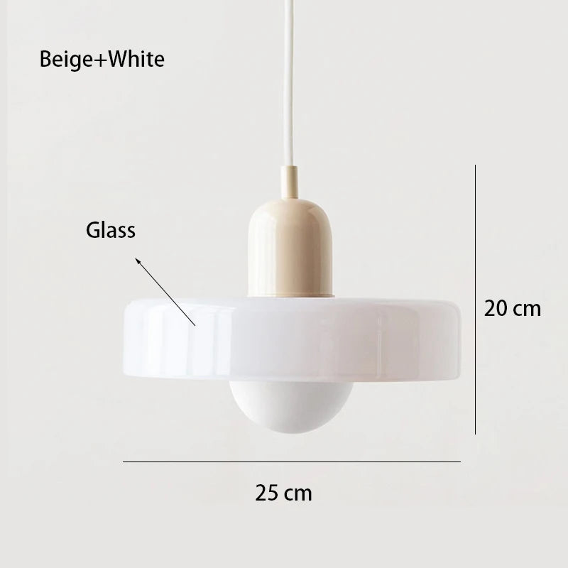 Nordic Retro Glass Pendant Light White and Beige Colors
