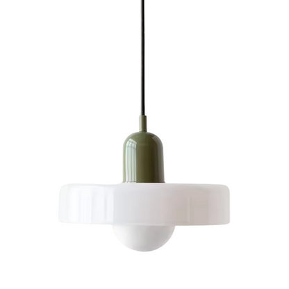 Nordic Retro Glass Pendant Light White and Dark Green