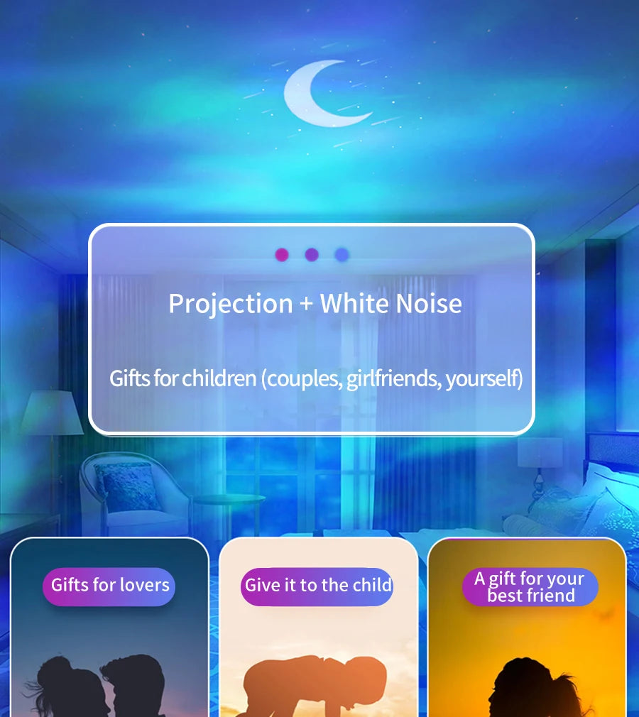 Northern Lights Night Light Projection + White Noise