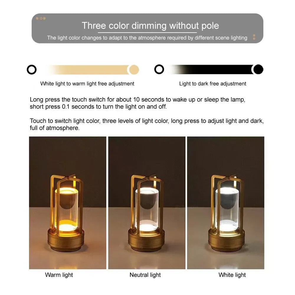 Led Cordless Table Lamp Industrial Style Desk Lamps Outdoor Camping Atmosphere Light Restaurant Creative beside Night Lights